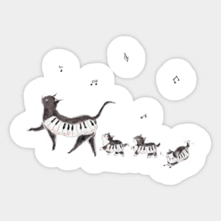 Walking piano cats Sticker